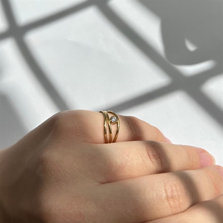 Gold & Silber Design - Ring mit Zirkon in 8kt. Gold